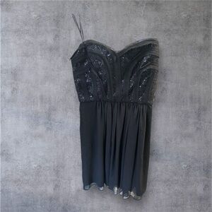 BCBG Paris Black Strapless Sequin Mini Dress NWT